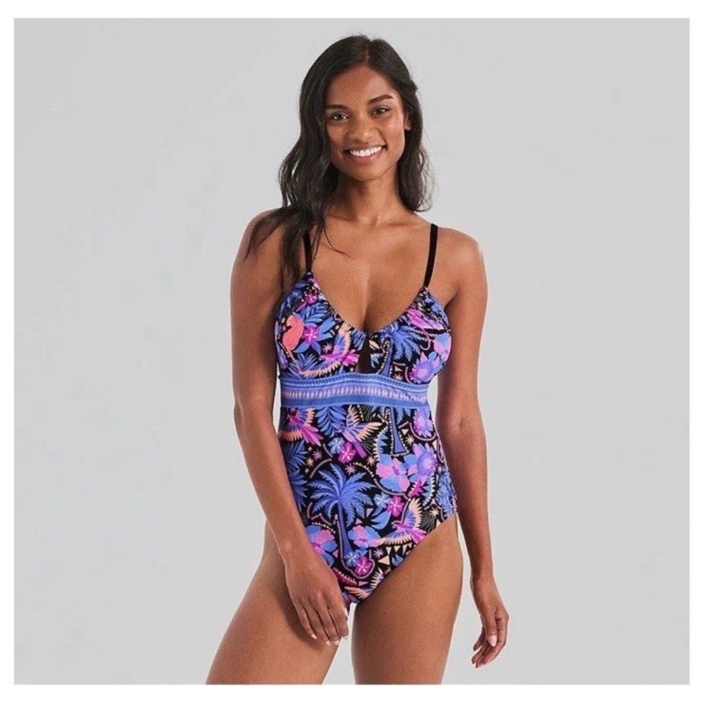 Freshwater One Piece Swimsuit XL Tropical Floral Palm Leopard Print